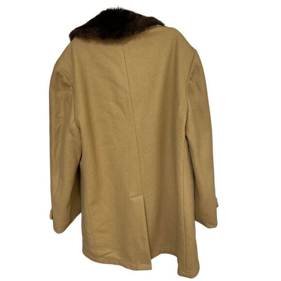 Vintage Lakeland Camel Tan Wool Blend Faux Sherpa Collar Lined Rancher Jacket 42 - Picture 3 of 12